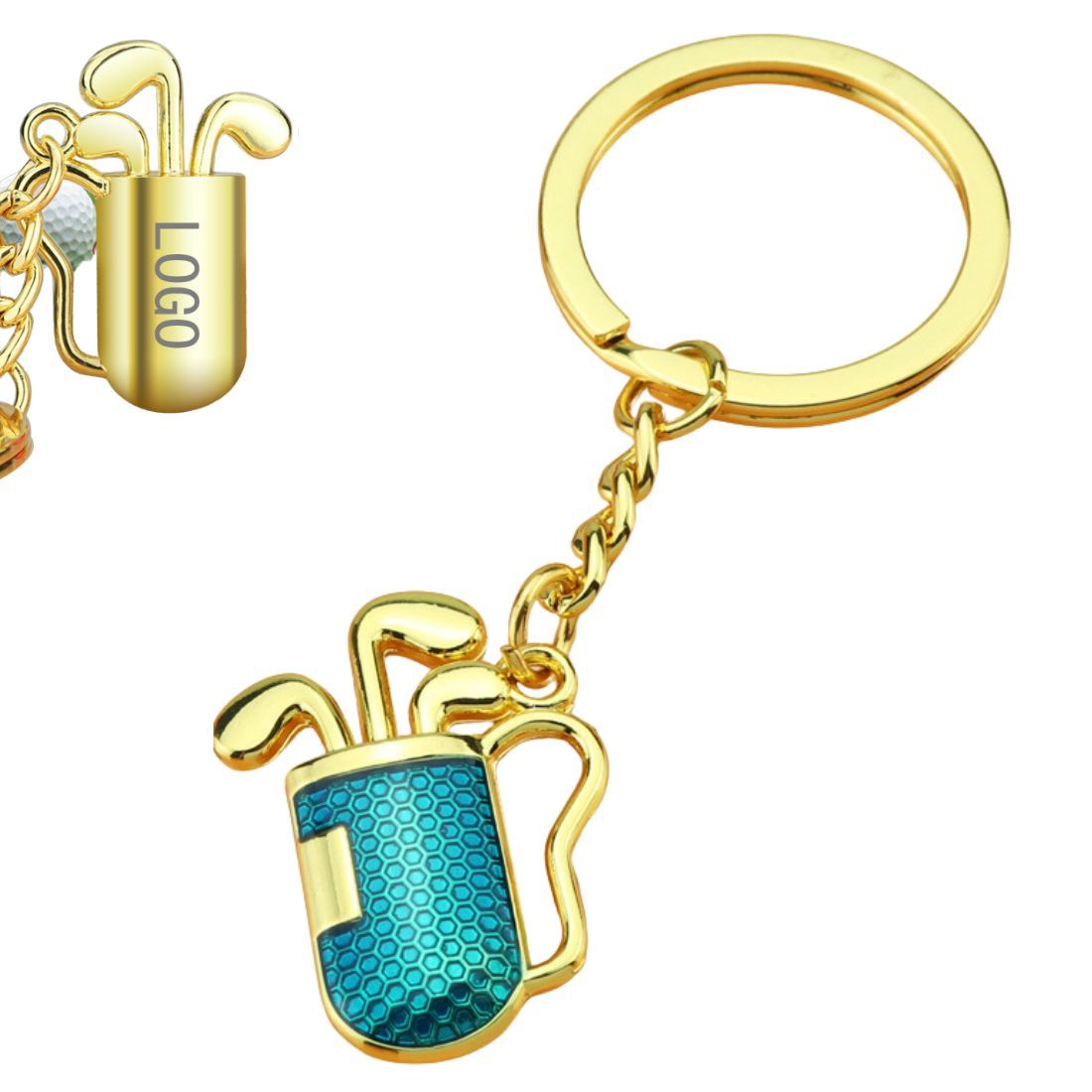 Custom Metal Golf Club Bag Keychain