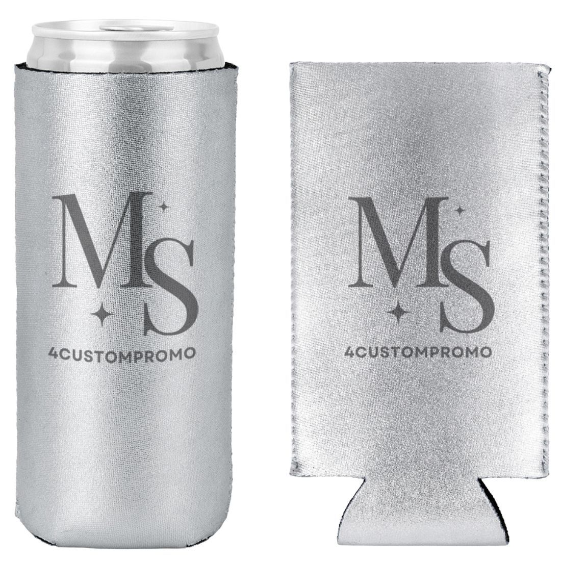 Custom Metallic Neoprene Slim Can Cooler - 12 oz