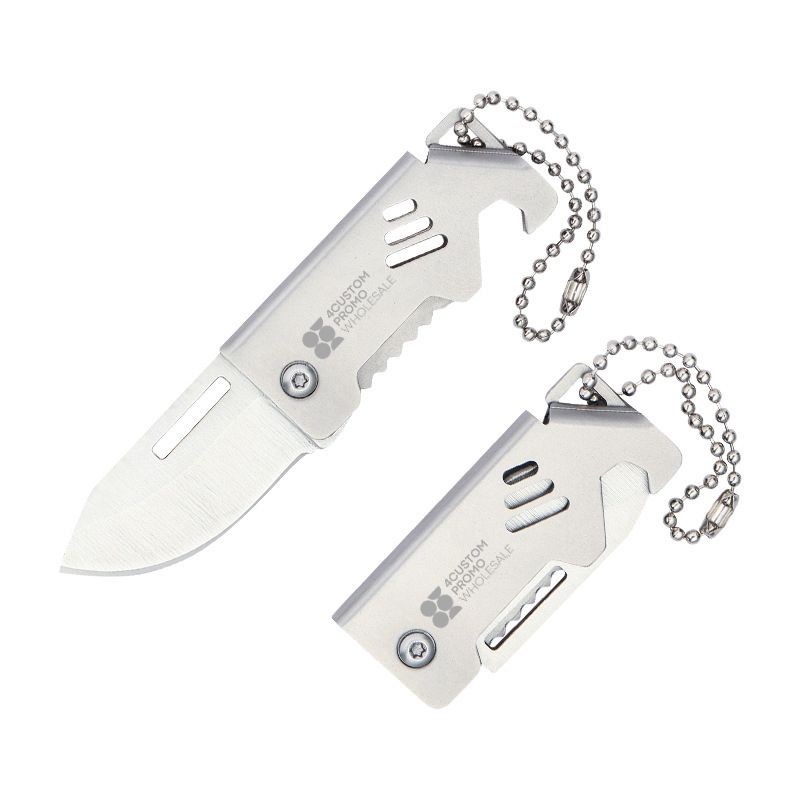 Custom Mini Folding Knife Keychain with Bottle Opener