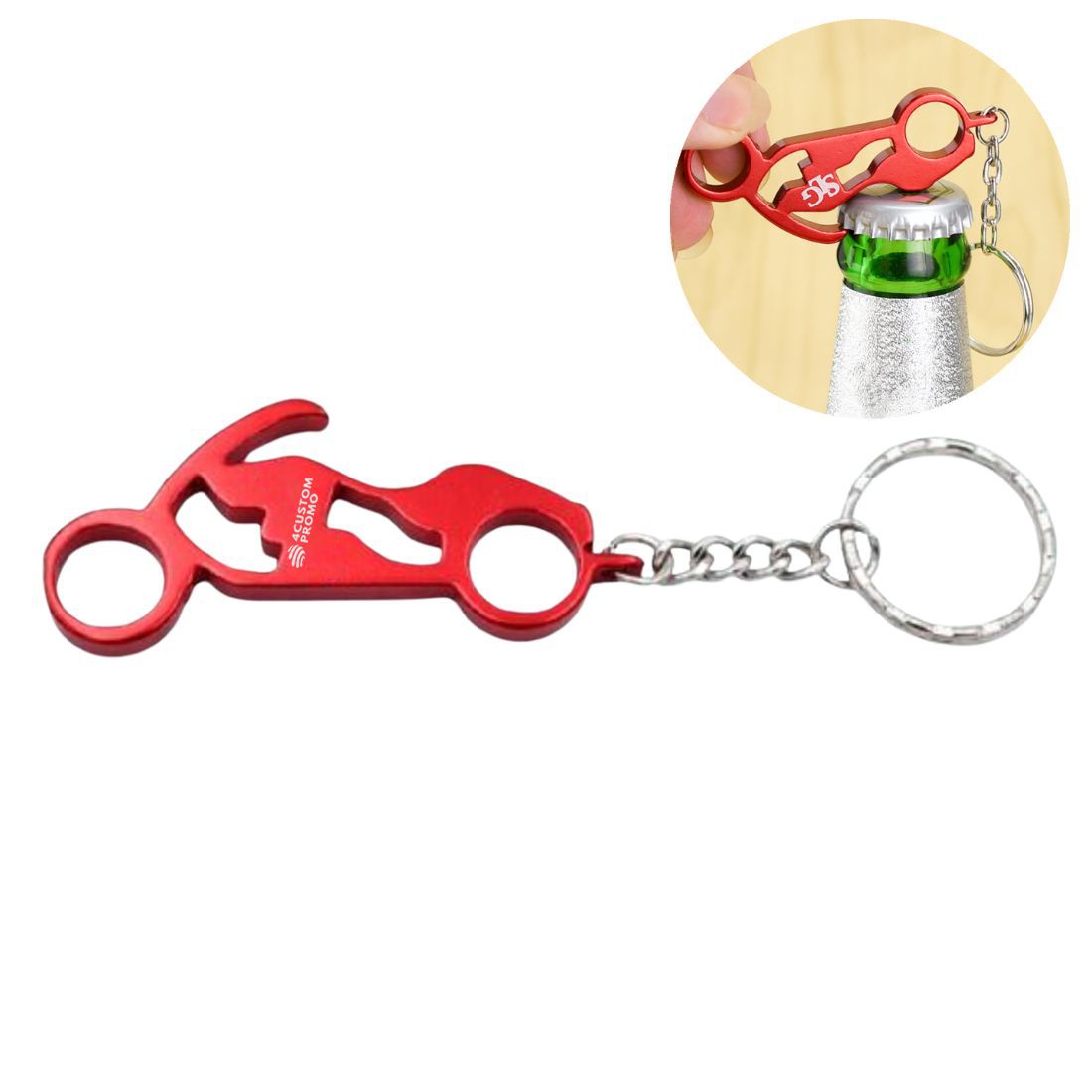Custom Motorcycle Bottle Opener Keychain