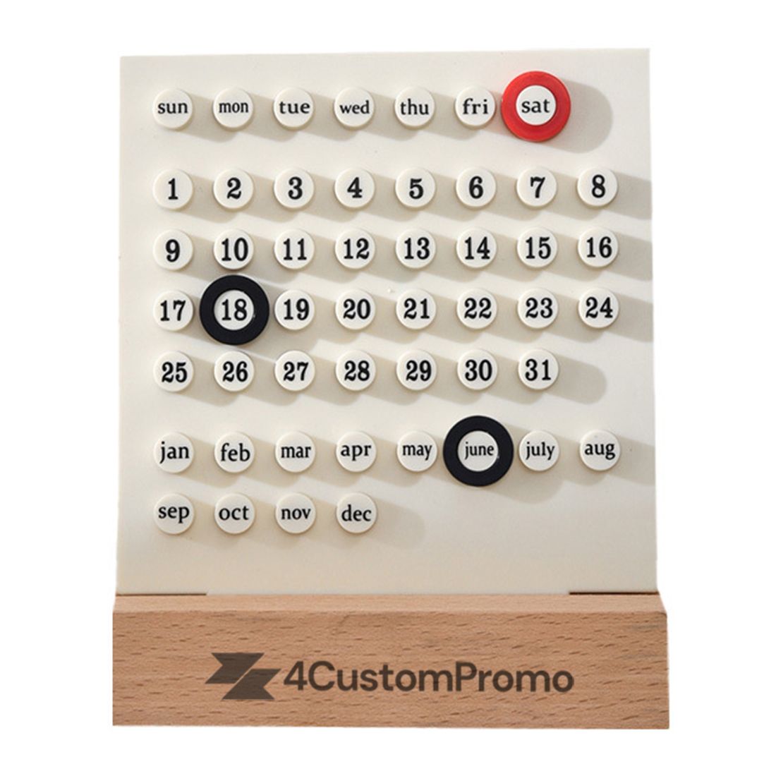 Custom Perpetual Desk Calendar with Wooden Stand
