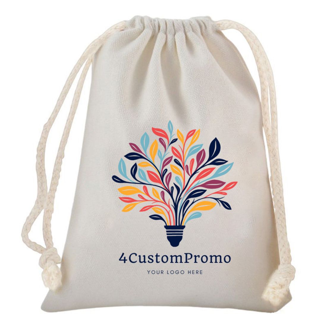 Custom Printed Cotton Canvas Drawstring Pouch - 8