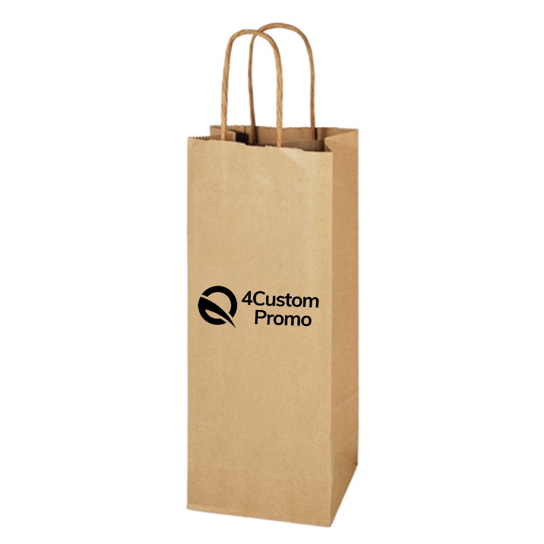 Custom Printed Natural Kraft Paper Wine Bag - 12.5