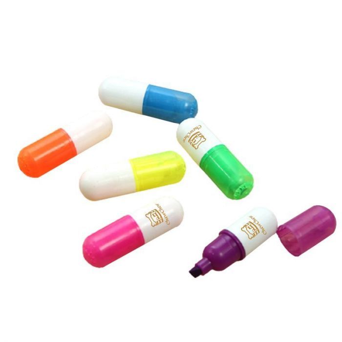 Custom Mini Capsule Pill Shaped Highlighters