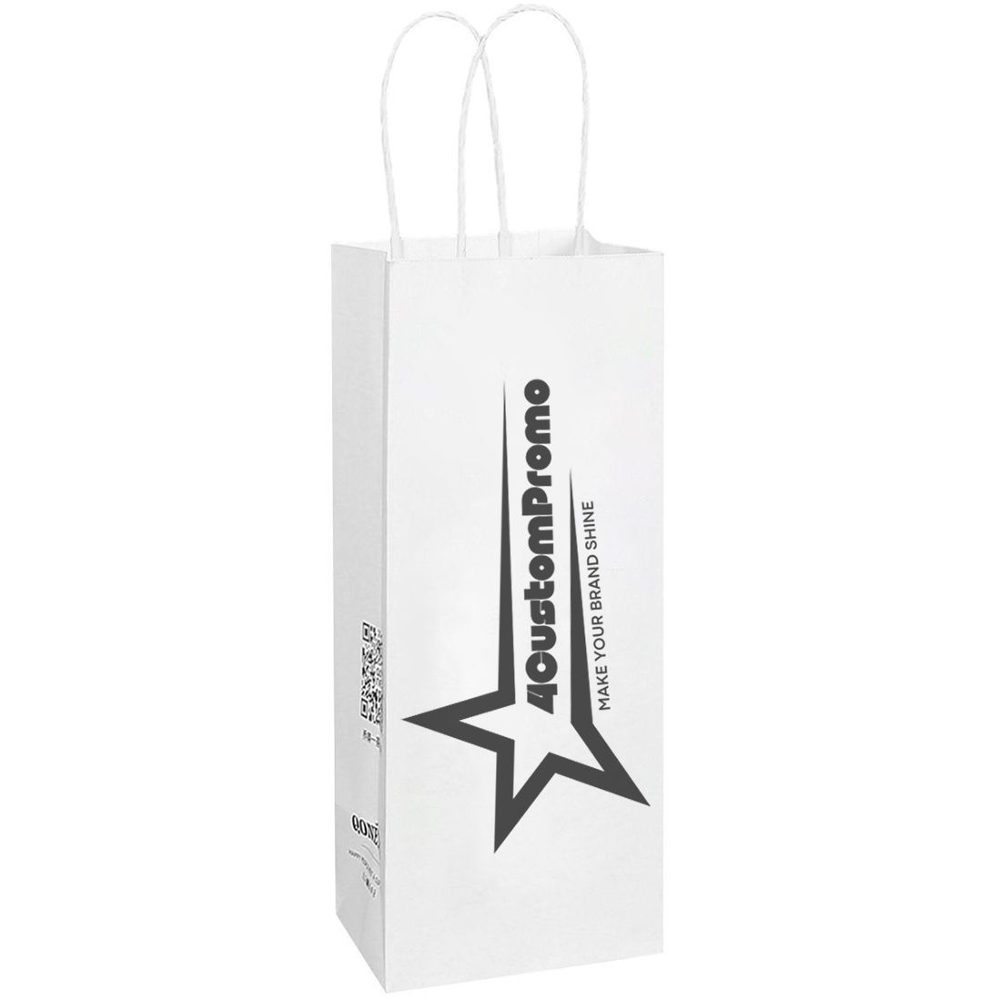 Custom Promotional White Kraft Paper Wine Bag - 12.5