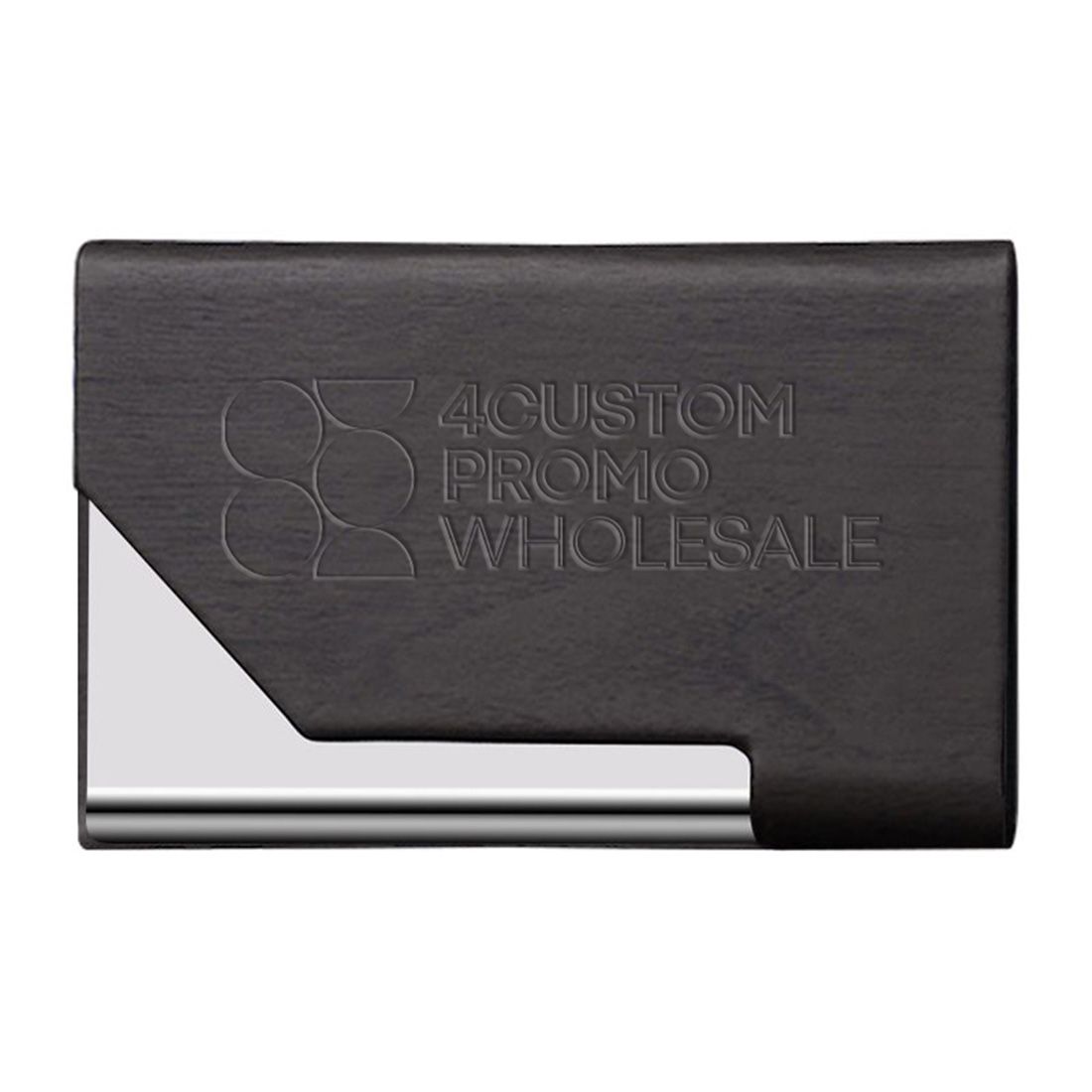 Custom PU Leather Wood Grain Business Card Holder