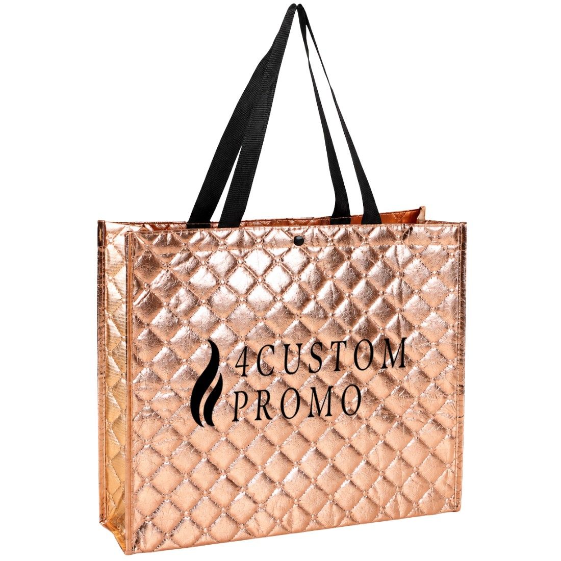 Custom Quilted Metallic Laminated Non-Woven Tote Bag - 15.7