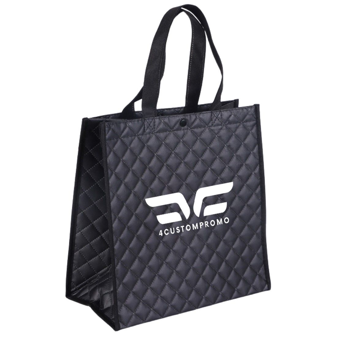 Custom Quilted Non-Woven Shopping Tote Bag with Snap Closure