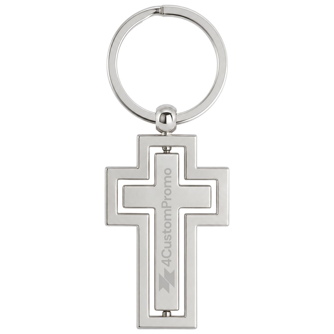 Custom Rotating Metal Christian Cross Keychain