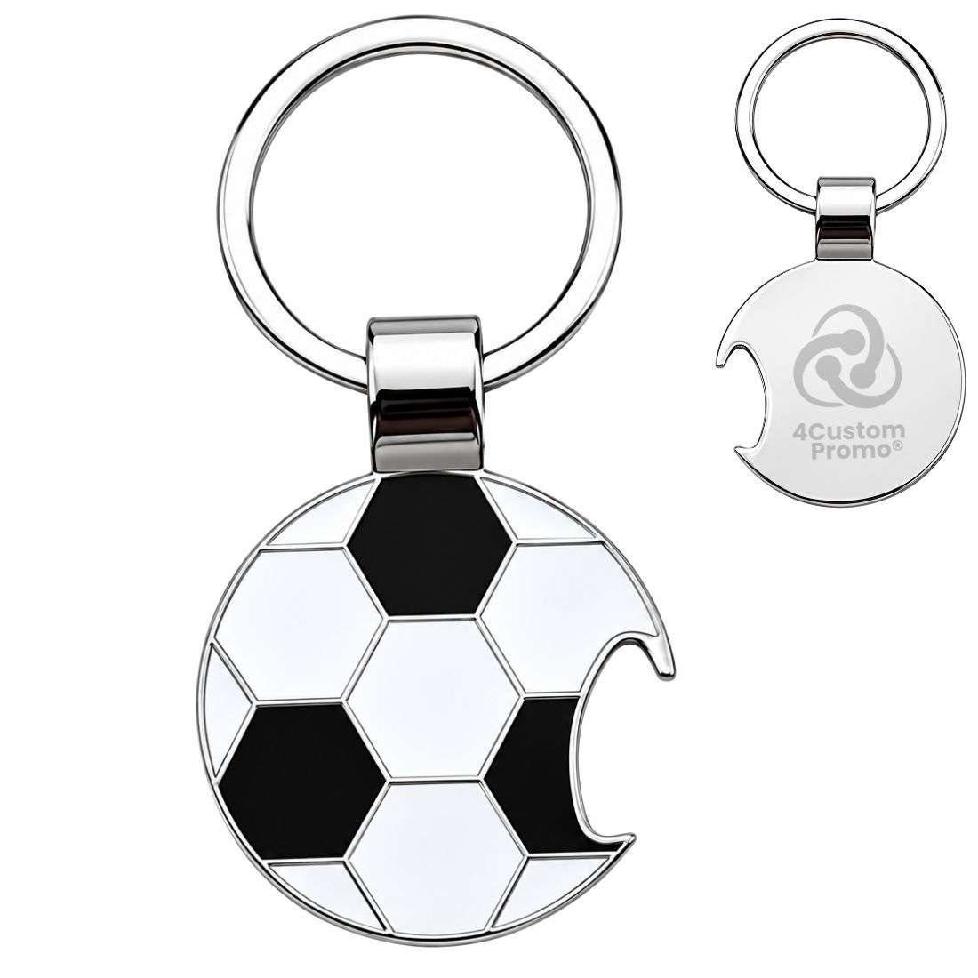Custom Soccer Ball Metal Bottle Opener Keychain
