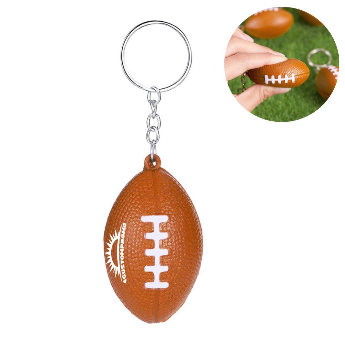 Custom Soft Stress Relief Football Keychain