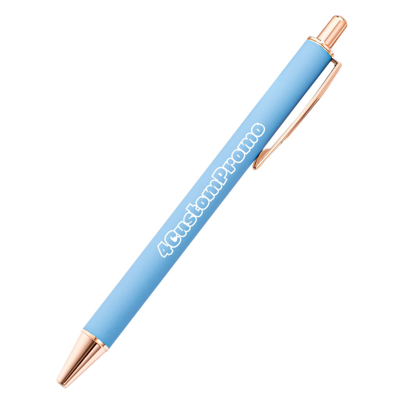 Custom Soft Touch Click Metal Pen with Gold Trim