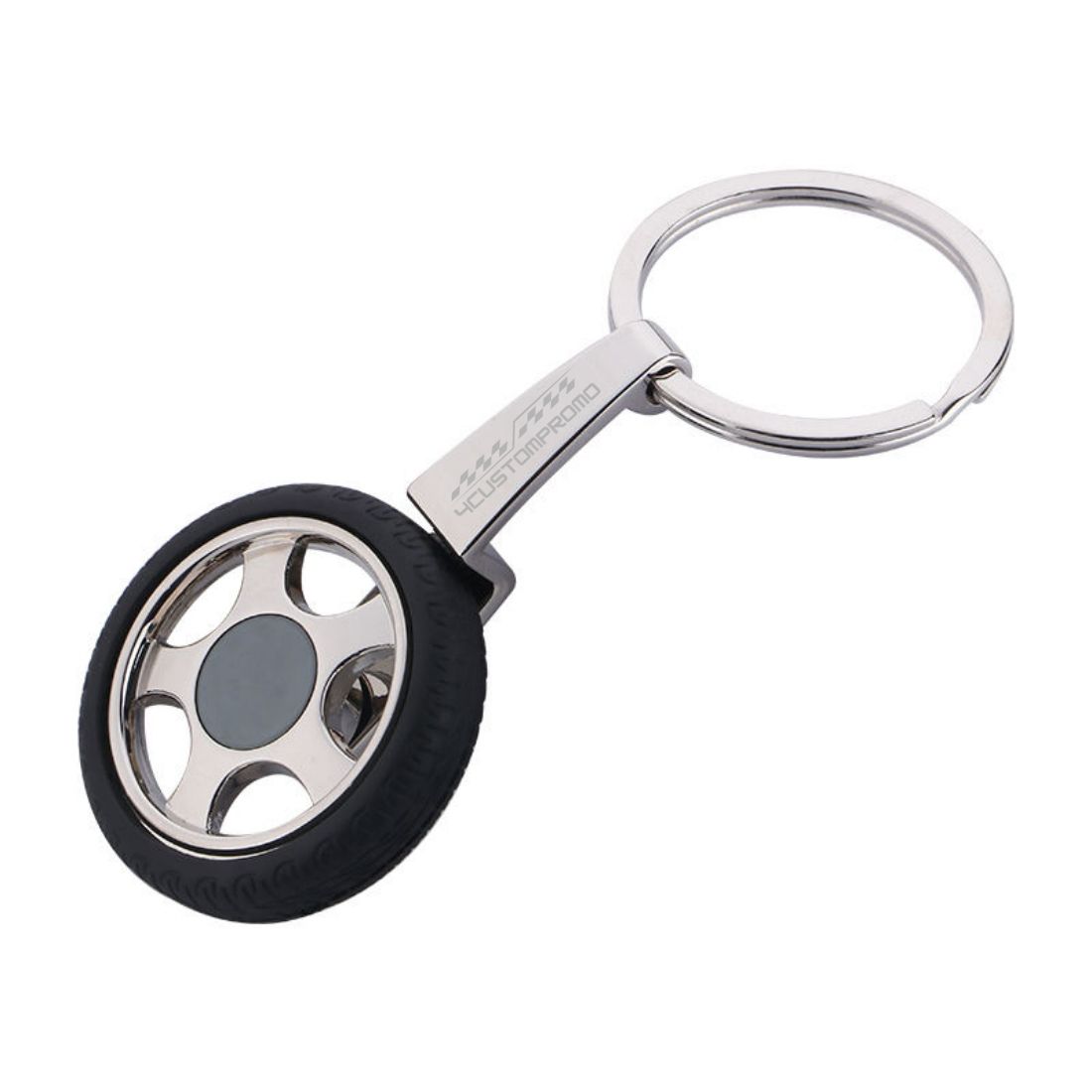 Custom Spinning Tire Metal Keychain