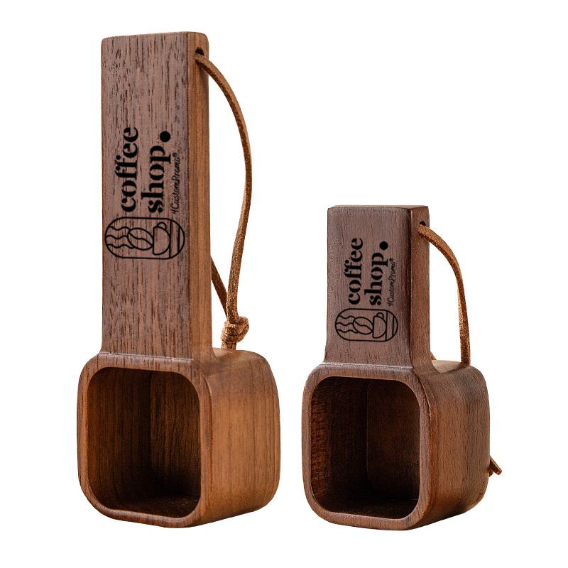 Custom Square Solid Walnut Wood Coffee Scoop