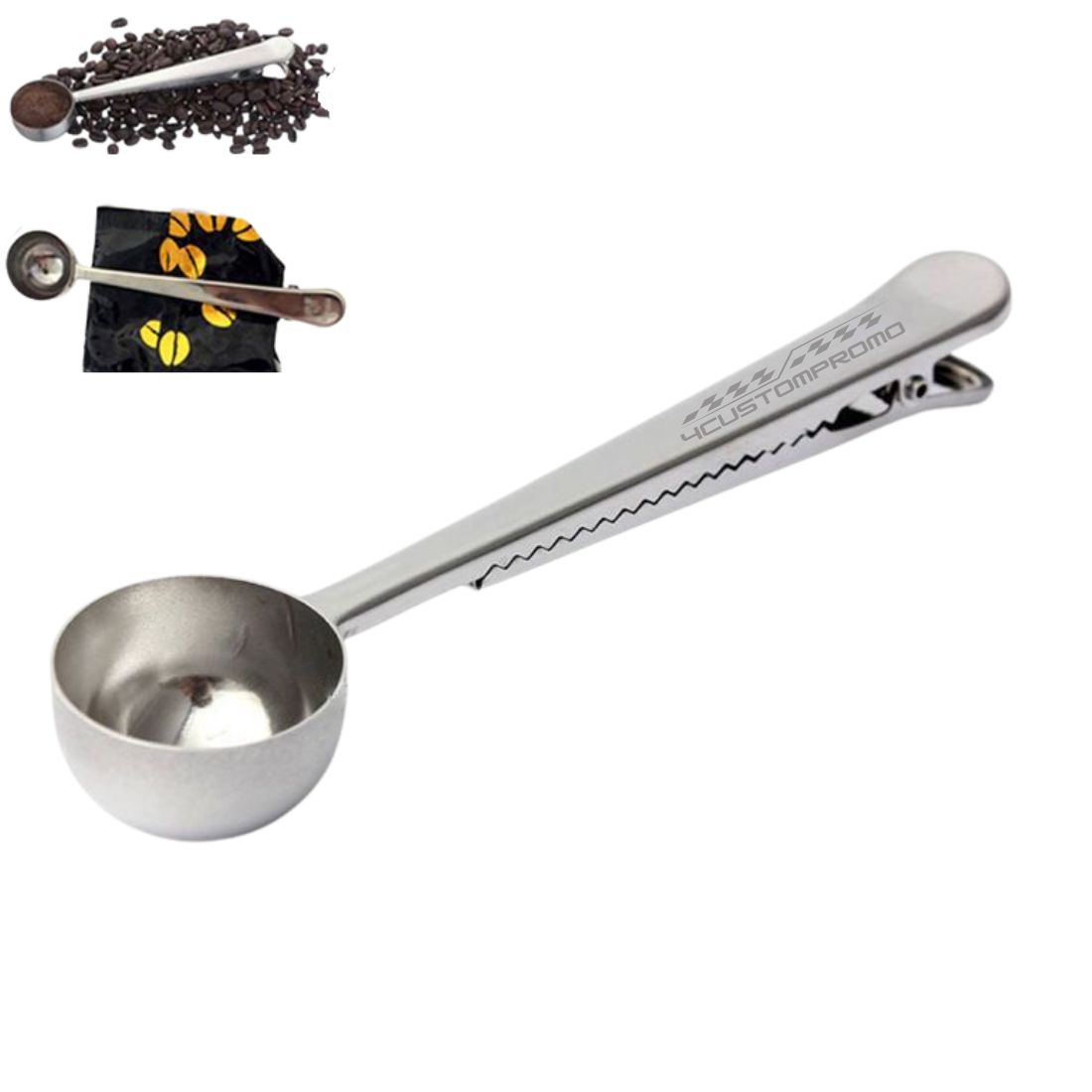 Custom Stainless Steel Coffee Scoop with Bag Clip