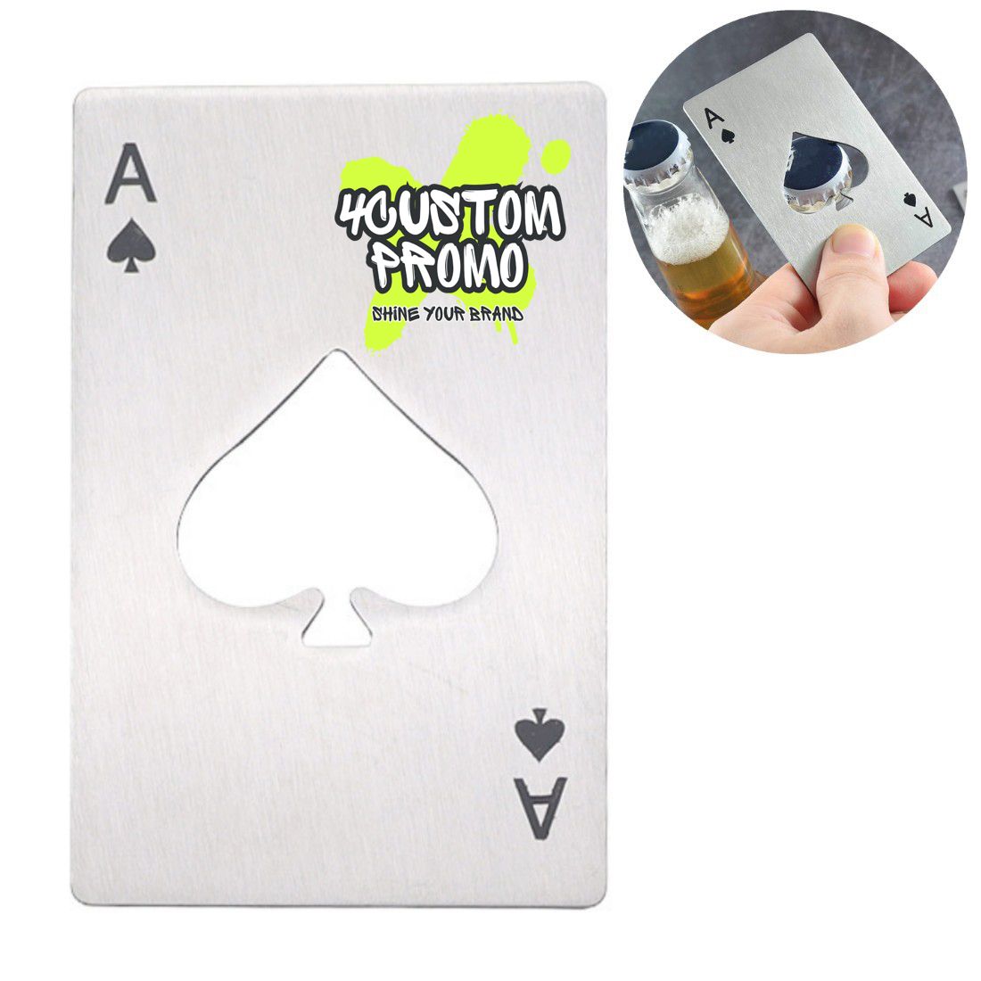 Custom Stainless Steel Poker Card Bottle Opener