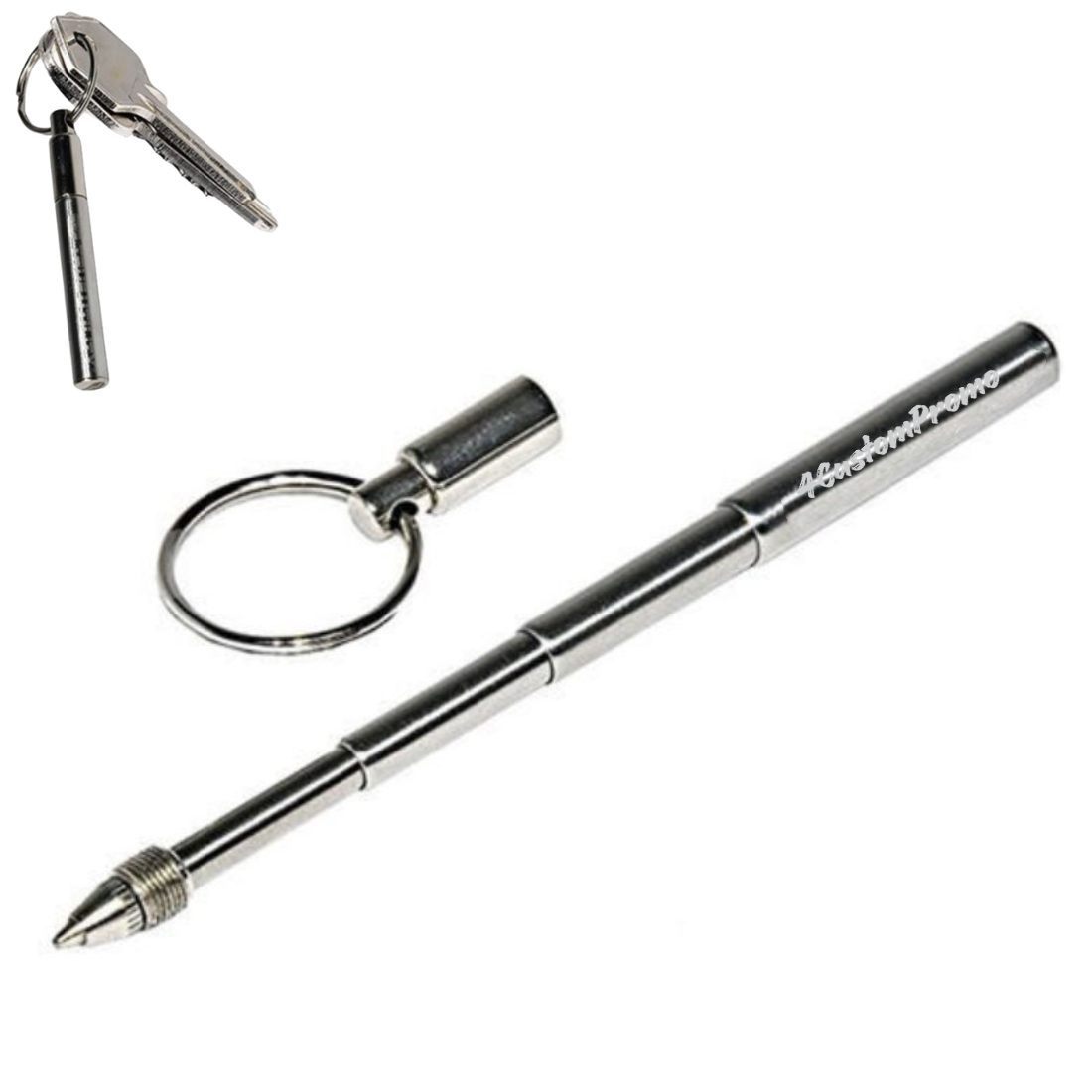 Custom Stainless Steel Telescoping Keychain Pen