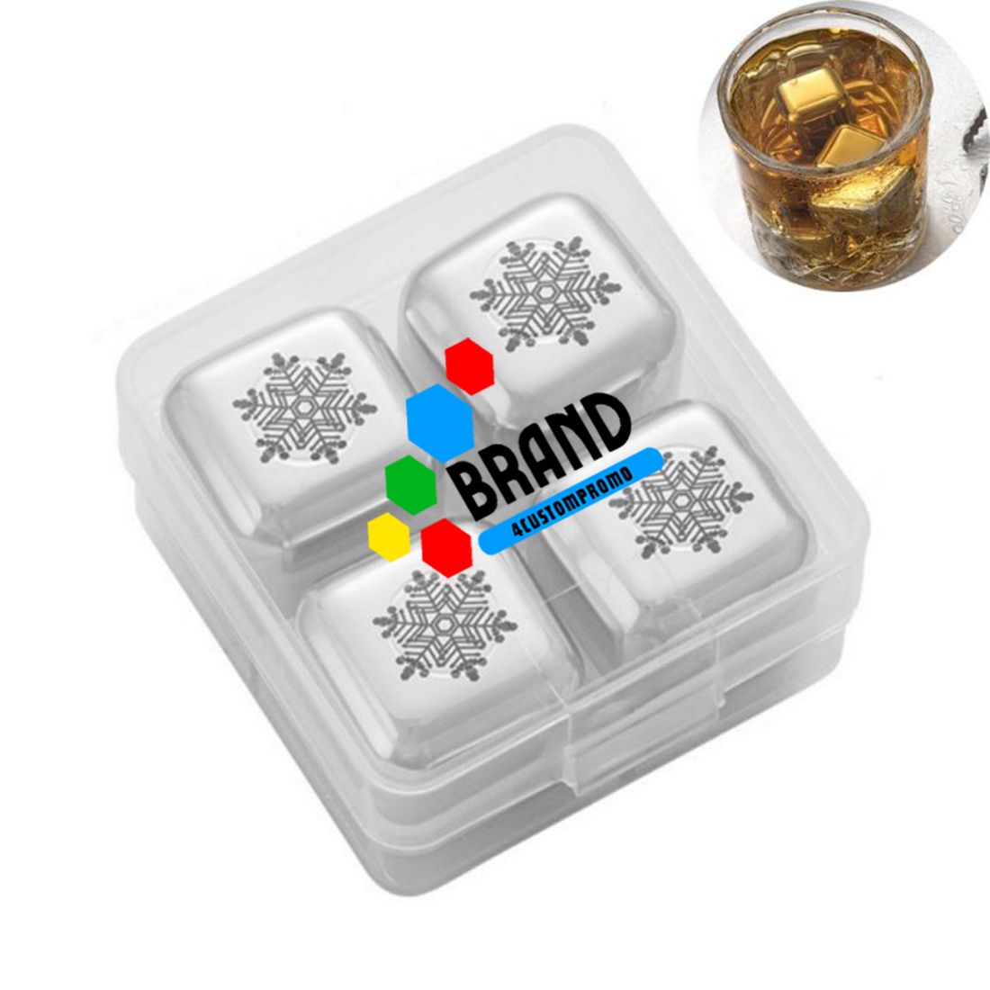 Custom Stainless Steel Whiskey Stones with Case