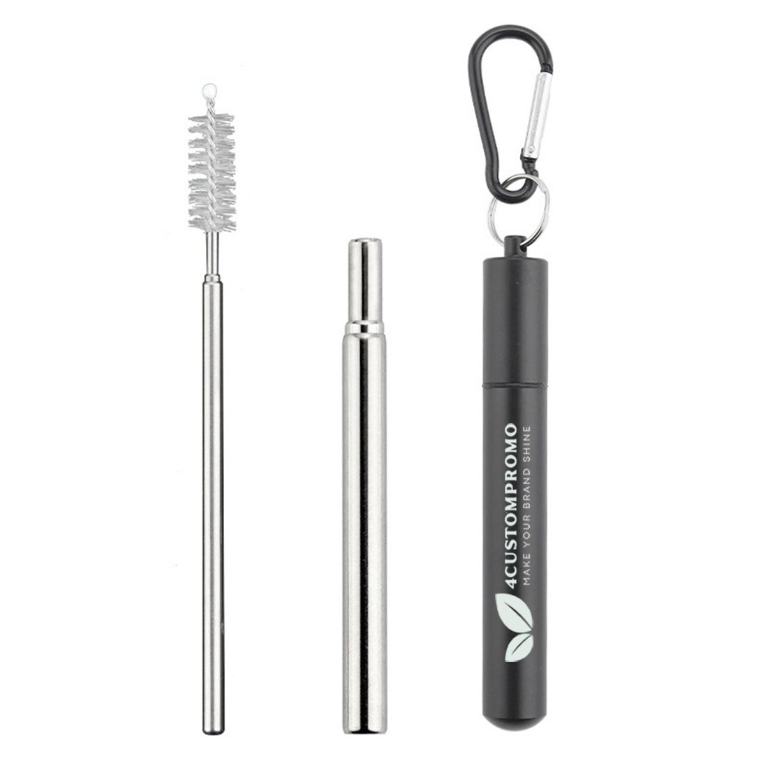 Custom Telescopic Stainless Steel Straw Set with Case
