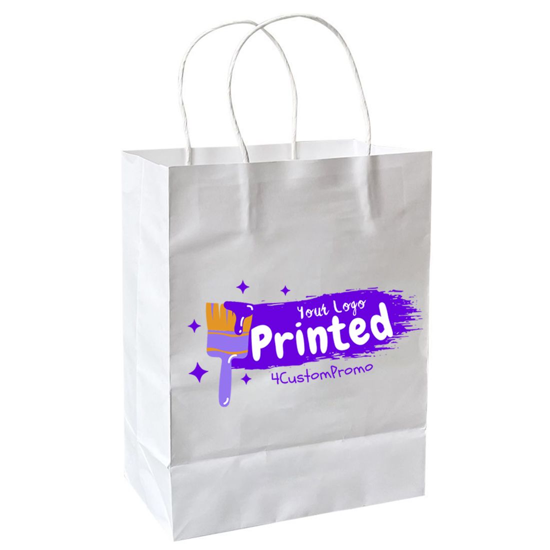 Custom Twisted Handle White Paper Shopping Bag - 10.25