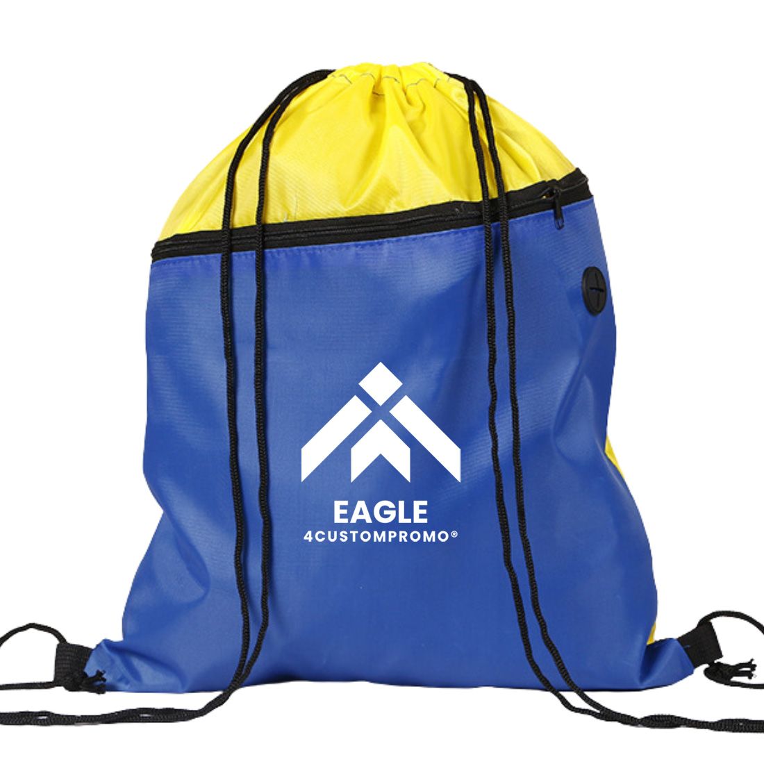 Custom Two-Tone Drawstring Backpack with Zipper - 13.5