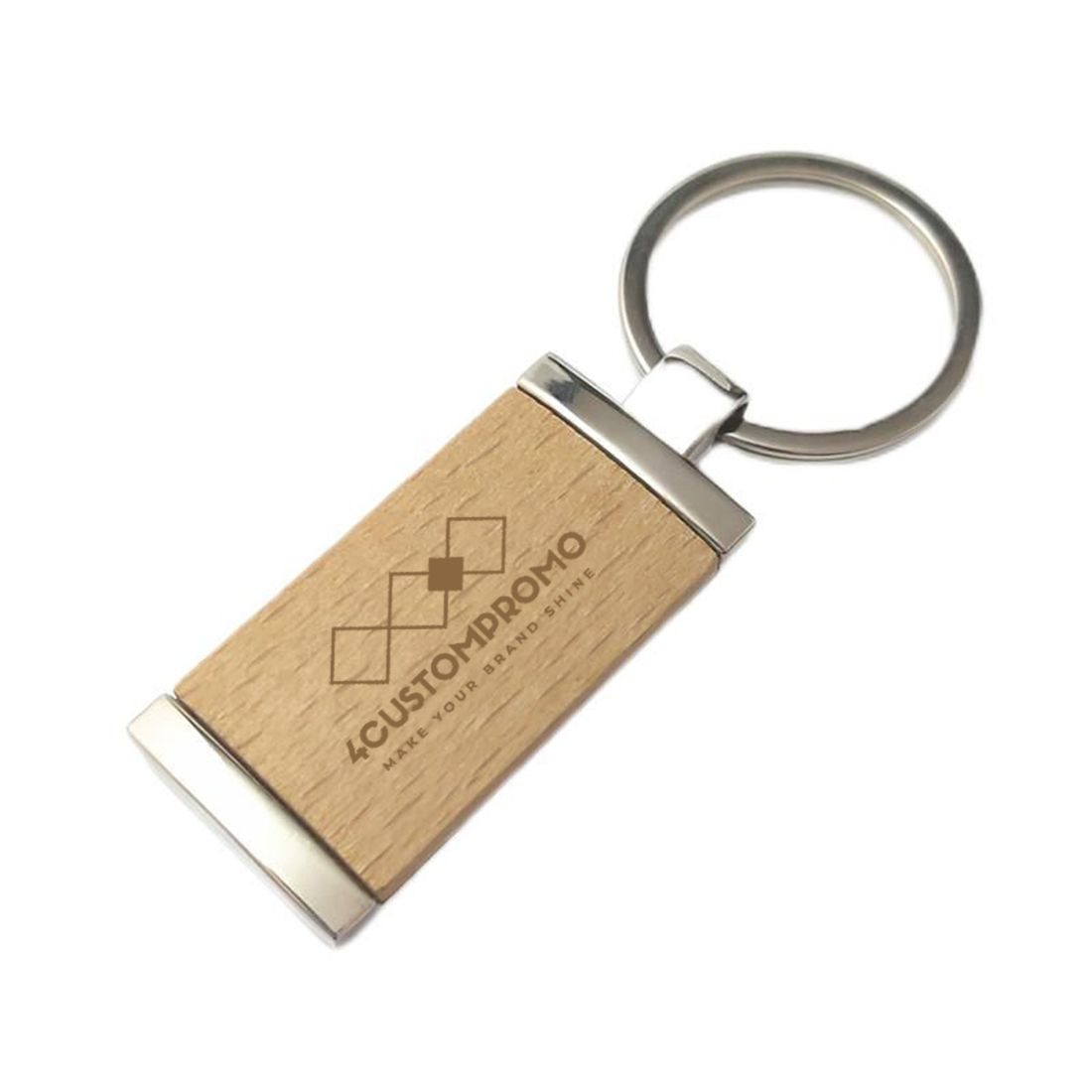 Custom Two-Tone Wood and Metal Keychain