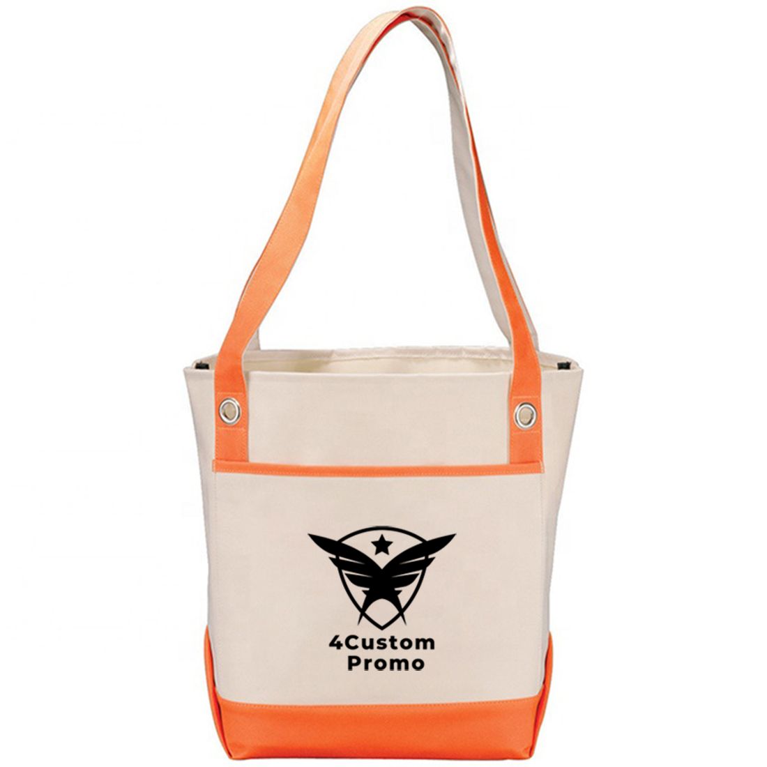 Custom Two Tone Canvas Boat Tote Bag - 12