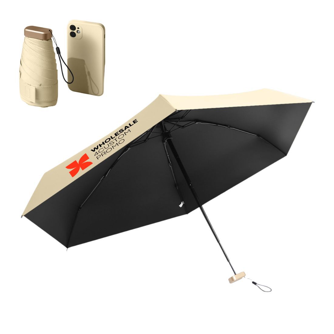 Custom UV-Protection Mini Umbrella for Sun & Rain