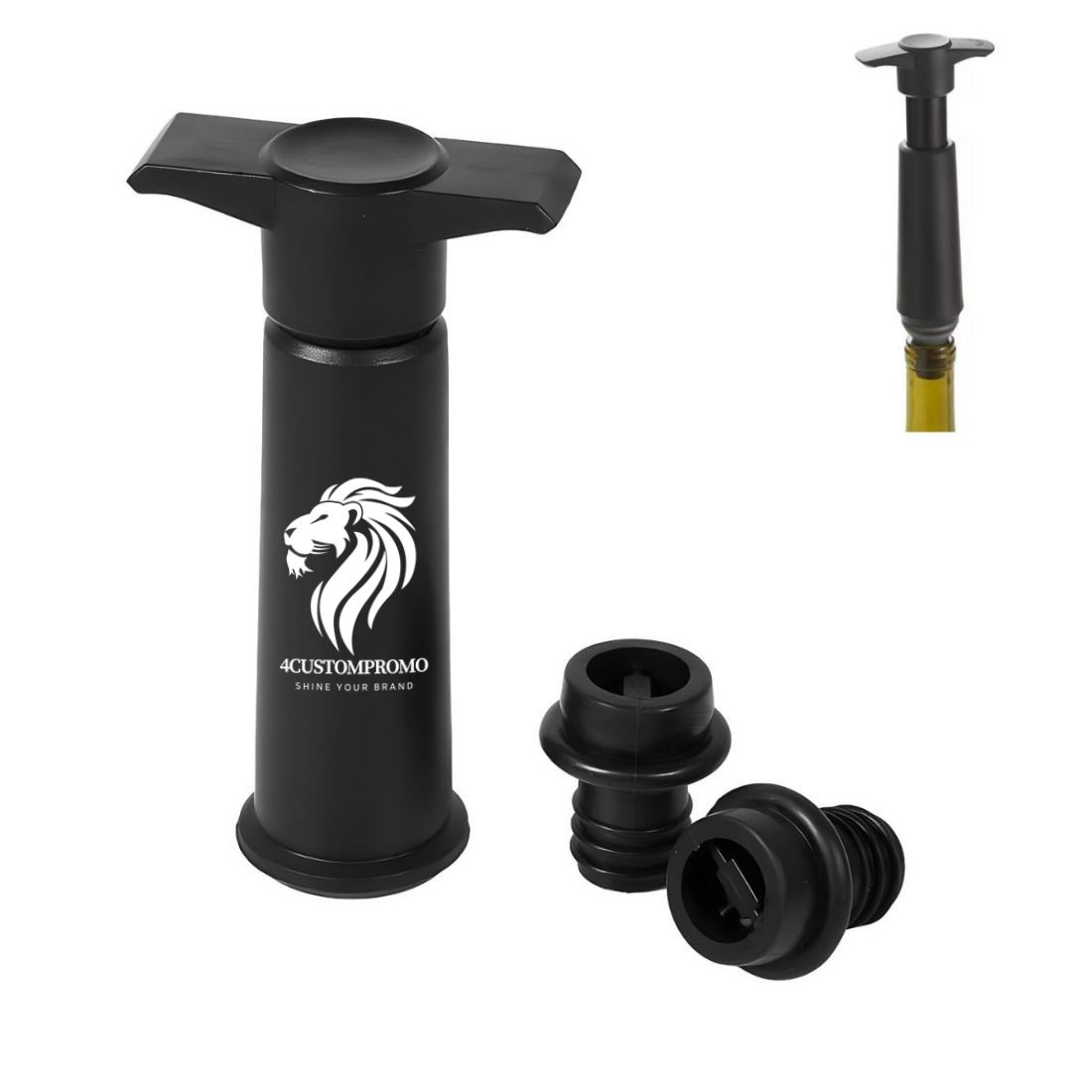 Custom Vacuum Wine Pump with 2 Stoppers
