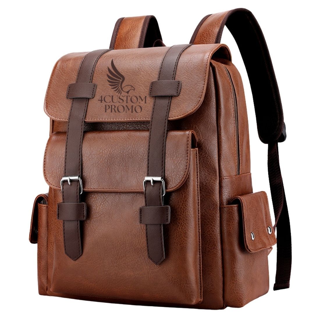 Custom Vintage PU Leather Laptop Backpack