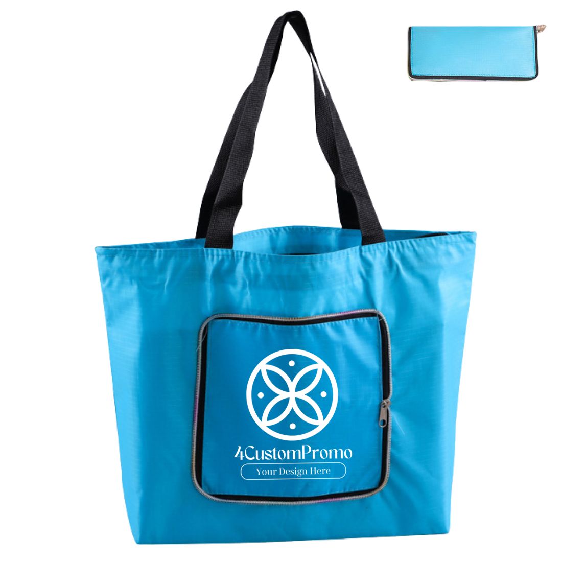 Custom Wallet Style Foldable Zipper Tote Bag