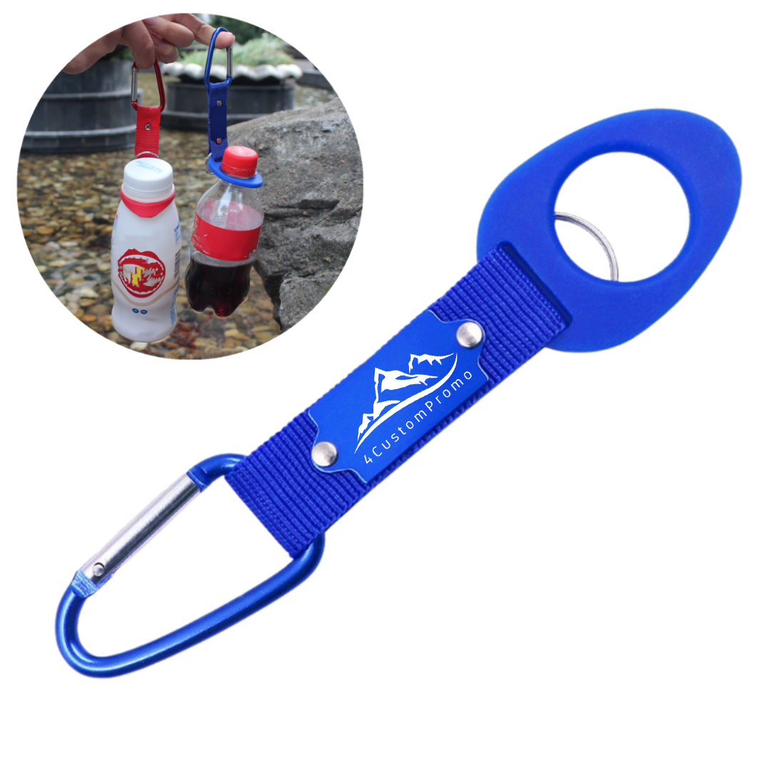 Custom Water Bottle Holder with Carabiner Clip