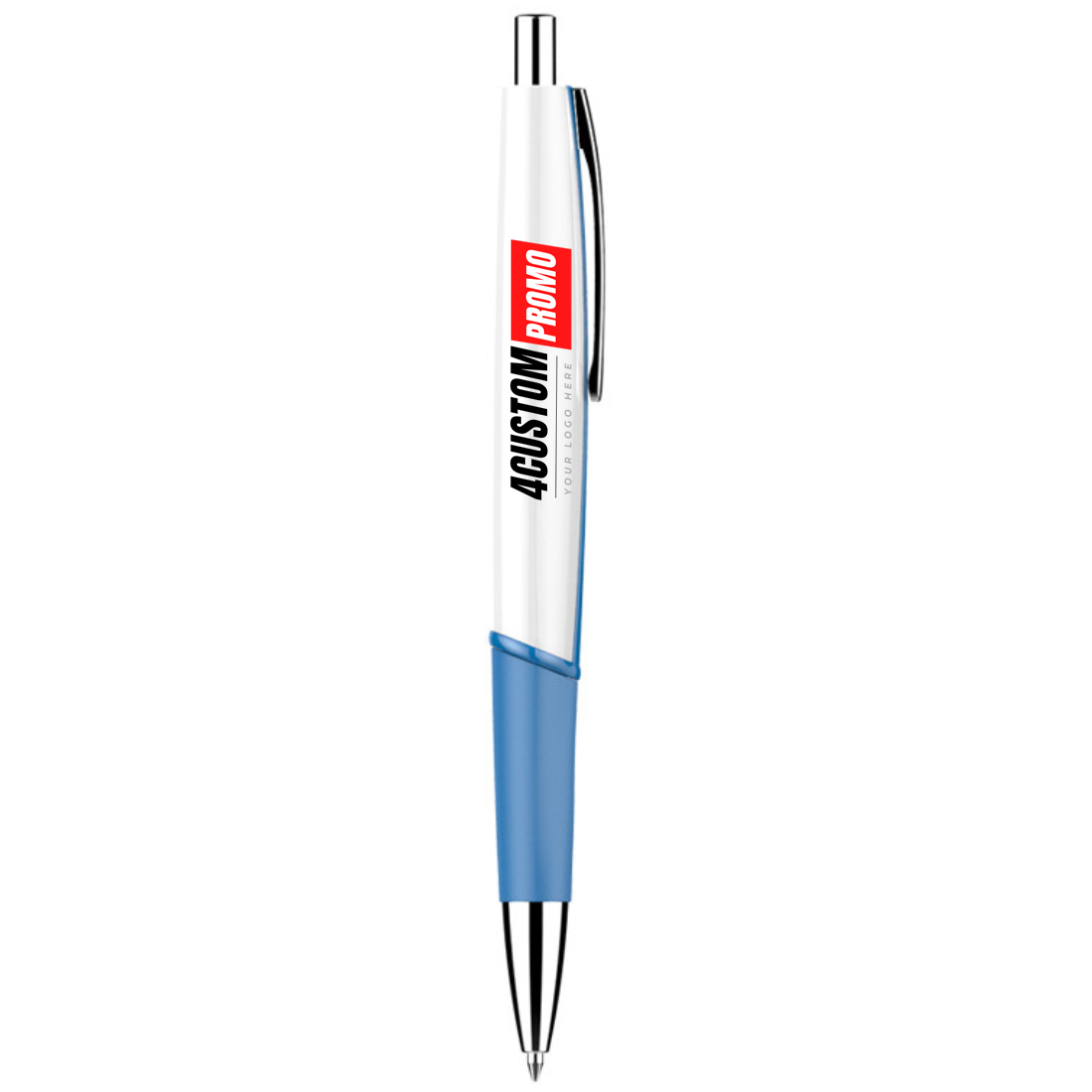 Custom White Bar Ballpoint Pen with Metal Clip