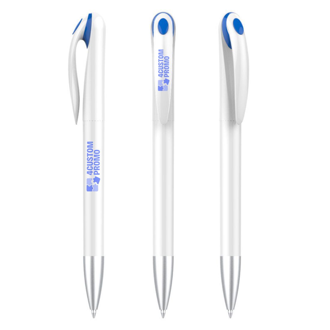 Custom White Barrel Plastic Ballpoint Pen