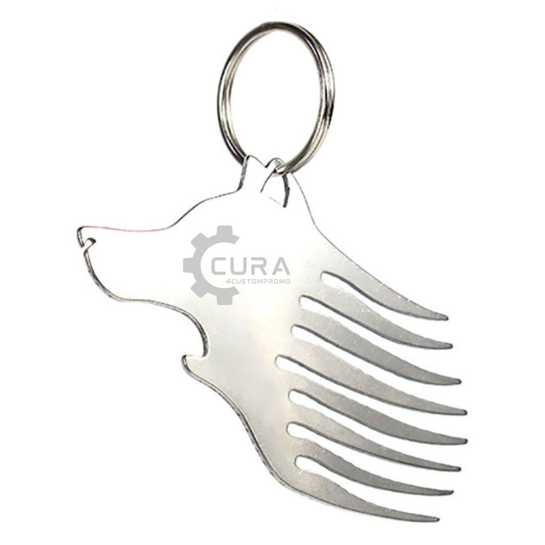 Custom Wolf Bottle Opener with Comb