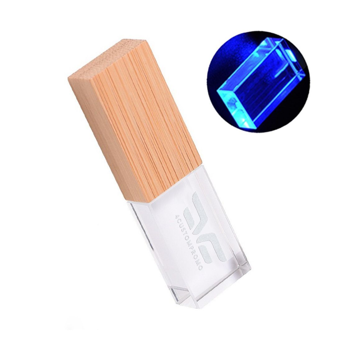 Custom Wood and Crystal USB Flash Drive