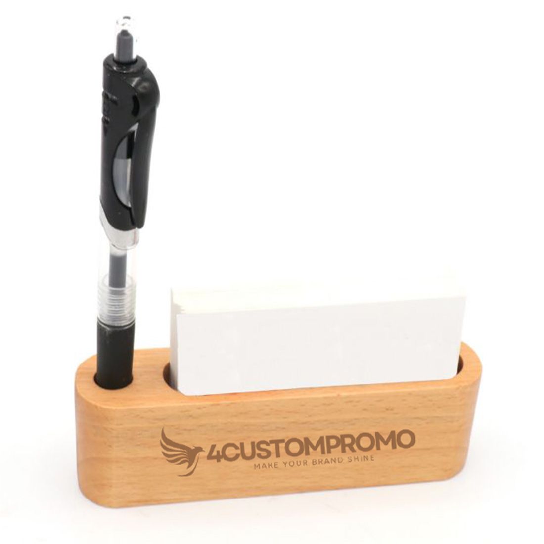 Custom Wooden Card Holder with Pen Slot
