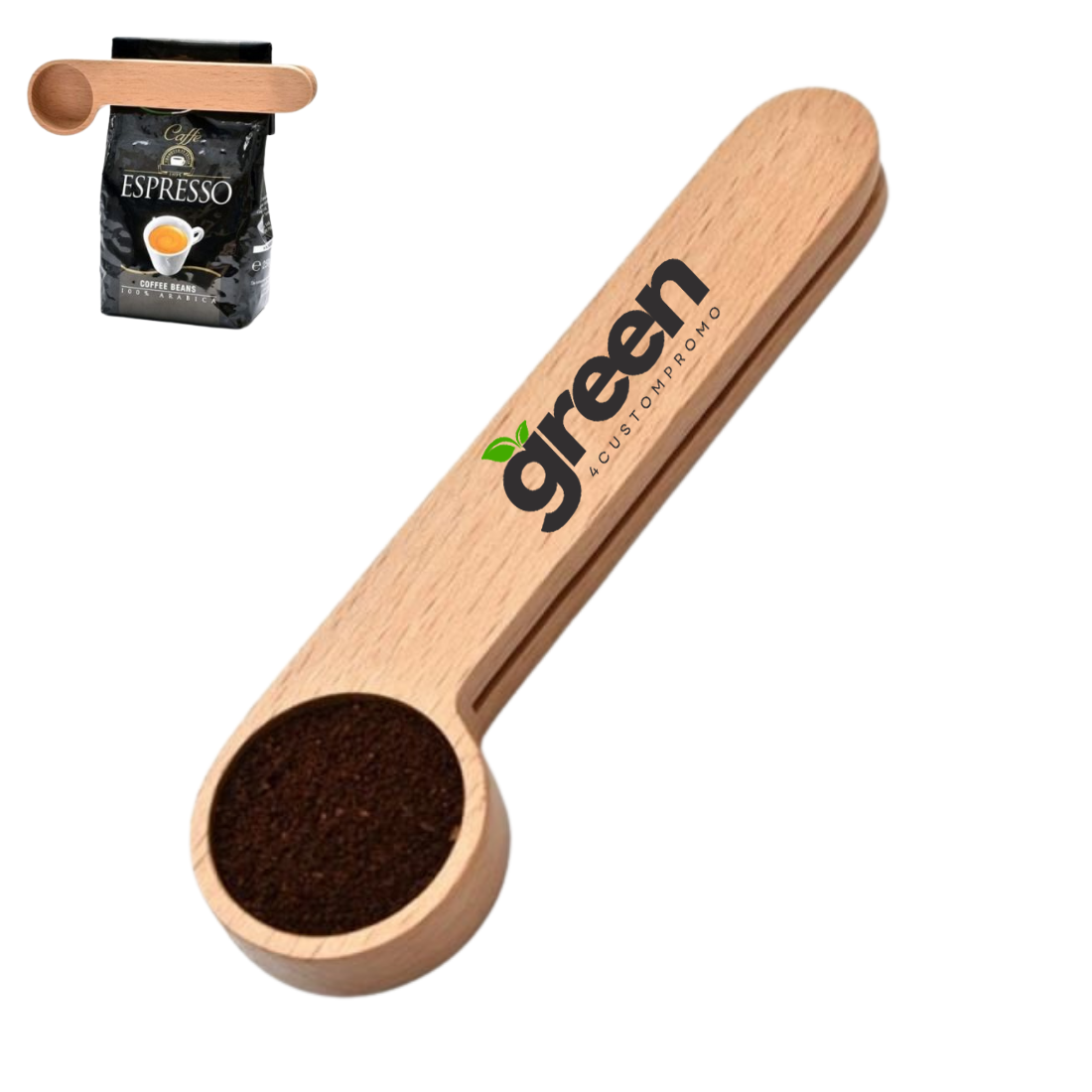 Custom Wooden Coffee Scoop with Bag Clip