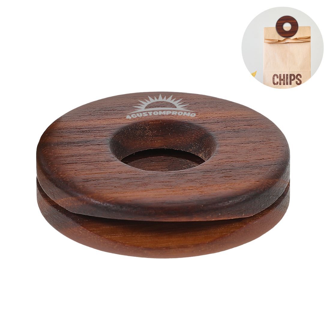Custom Wooden Donut Bag Clip
