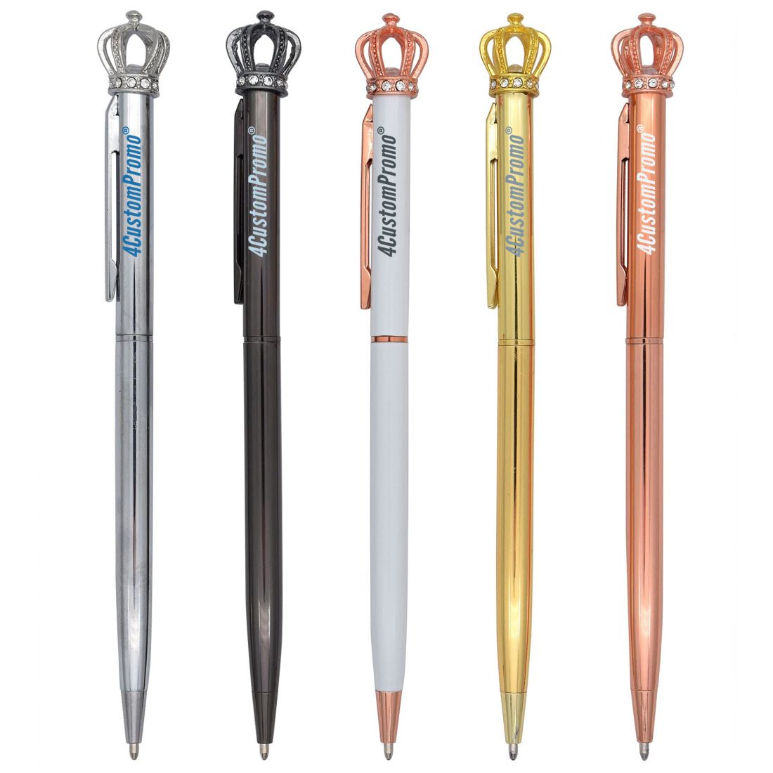 Slim Twist Metal Ballpoint Pen with Diamond Crown