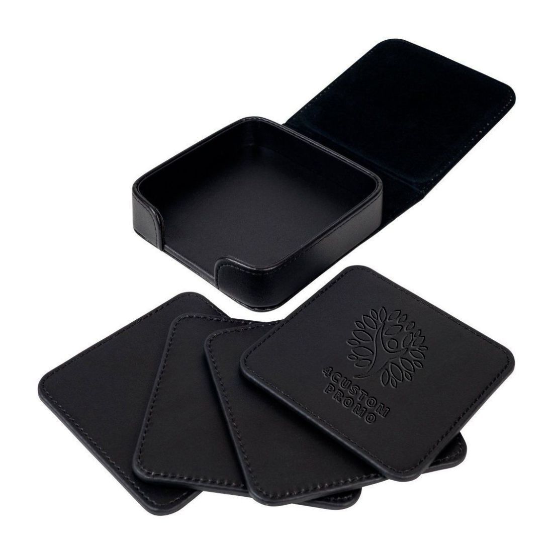 Double-Sided Leather Coaster Set - 4 Pieces