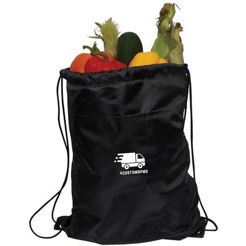 Insulated Drawstring Bag with Pocket - 15