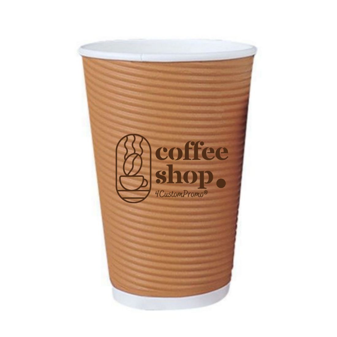 Imprinted 16 oz Kraft Ripple Paper Cups - 500/Case