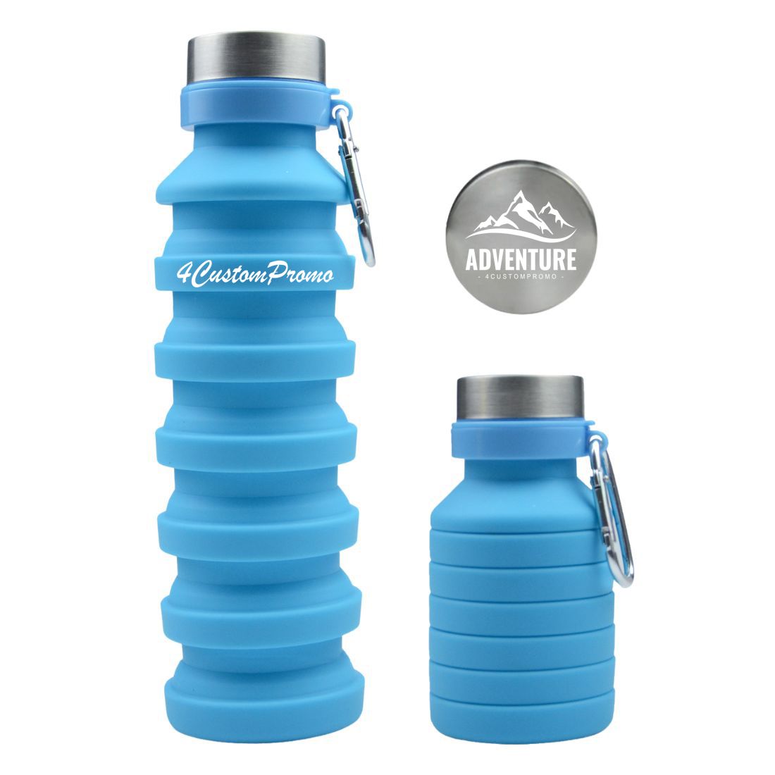 Custom 18 oz Collapsible Silicone Water Bottle