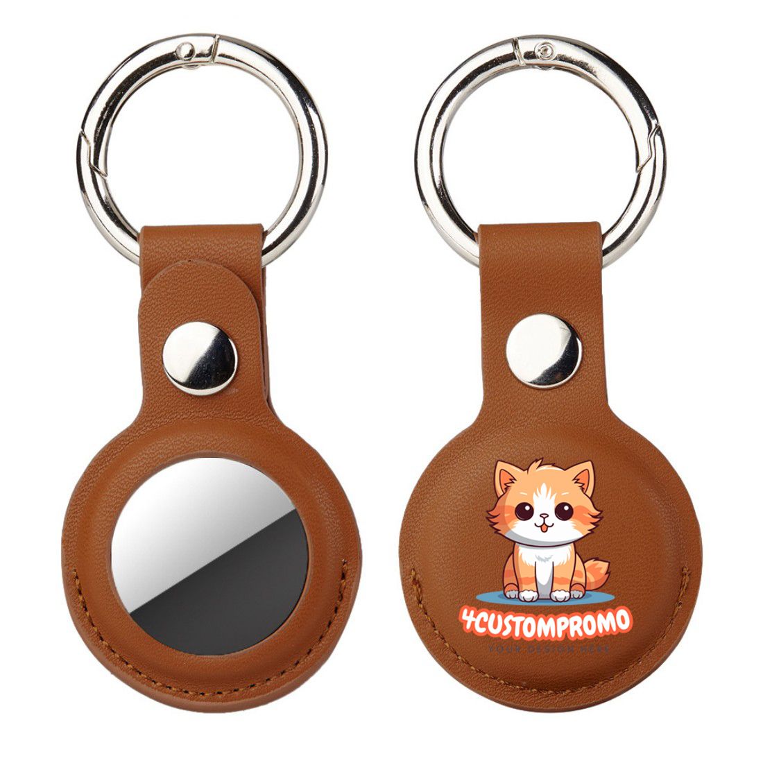 Custom Leather AirTag Case with Keyring