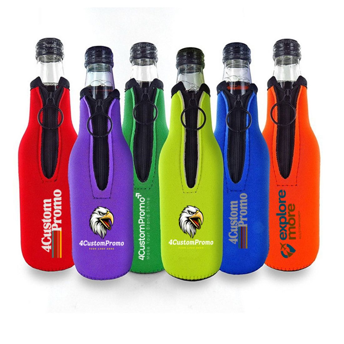 Neoprene Beer Bottle Cooler Sleeve with Zipper