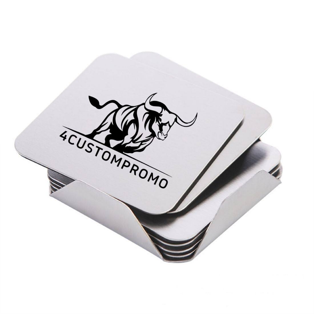 Non-Slip Stainless Steel Coaster Set - 6 Pieces