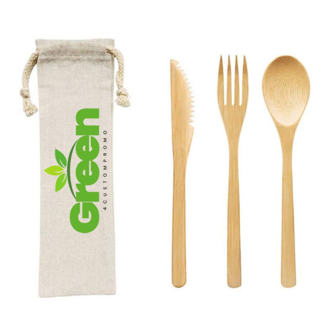 Promotional Bamboo Utensil Set with Travel Pouch