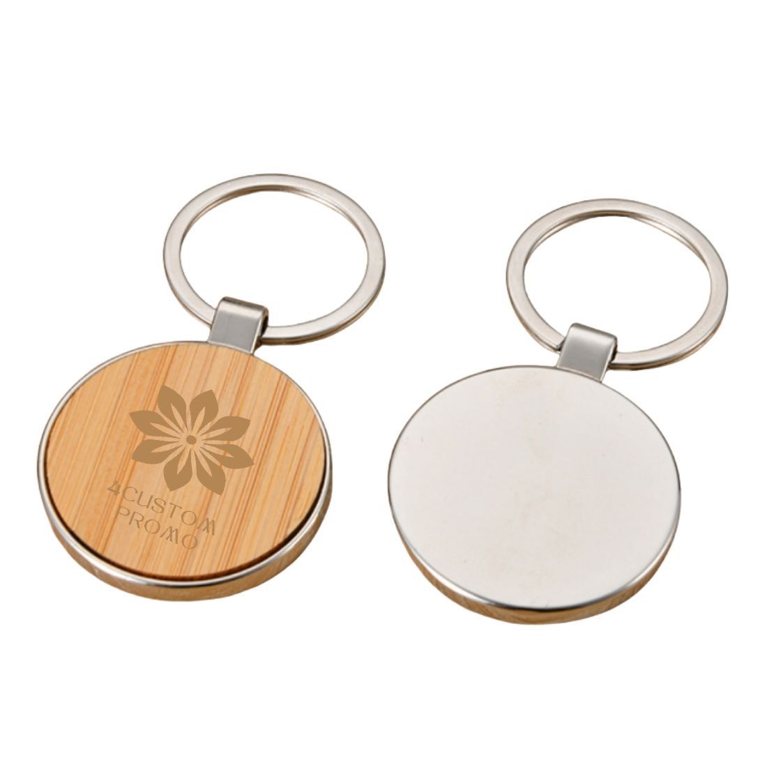 Promotional Custom Round Bamboo Keychain