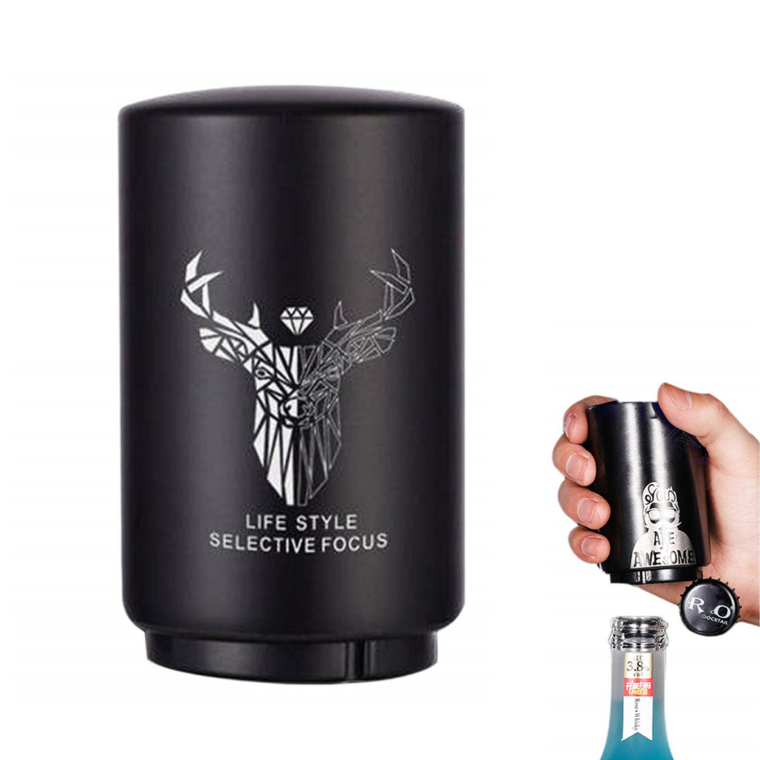Push-Down Automatic Bottle Opener with Magnet